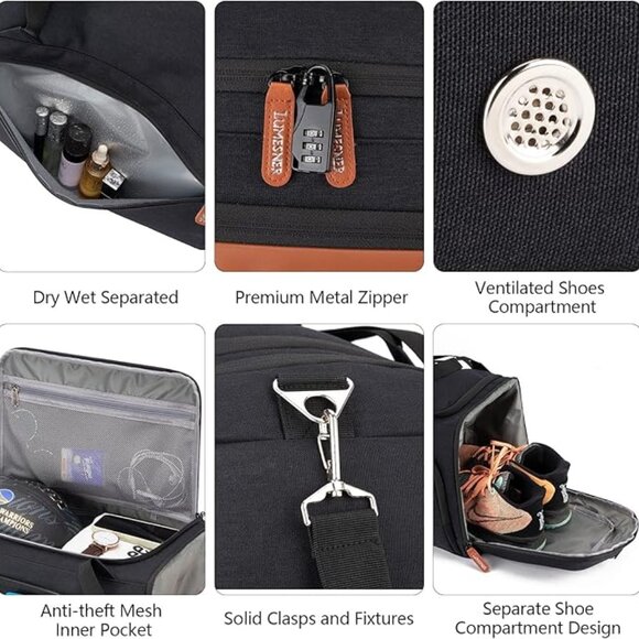 NWT! 38L Convertible Lightweight Duffel Backpack - Nylon/Polyester/Faux Leather - Picture 6 of 16